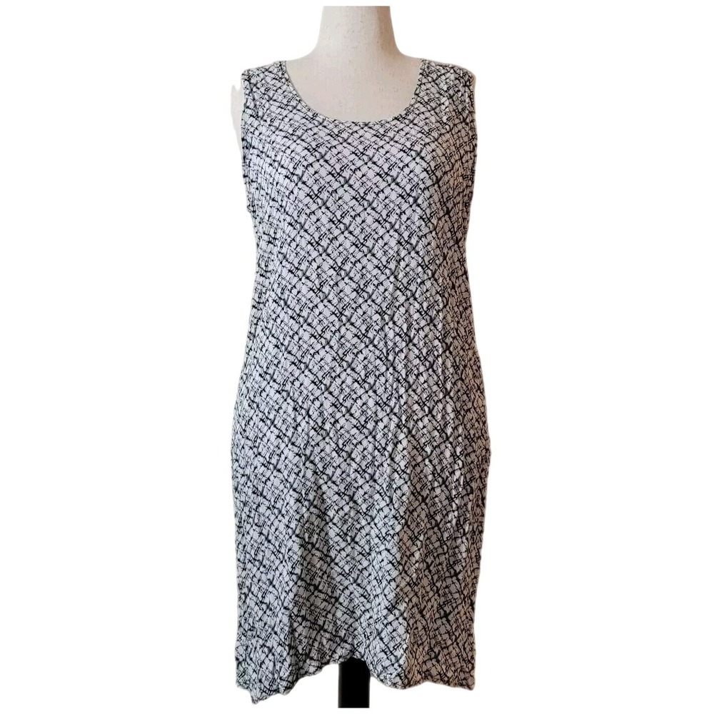 Vintage Y2K Handmade Sleeveless Tank Dress‎ size M/L Black White Geometric Print